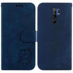 For Redmi 9 / 9 Prime Little Tiger Embossed Leather Phone Case(Dark Blue)
