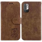 For Redmi Note 10 5G Little Tiger Embossed Leather Phone Case(Brown)