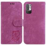 For Redmi Note 10 5G Little Tiger Embossed Leather Phone Case(Rose Red)