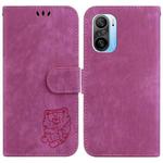 For Redmi K40 / K40 Pro Little Tiger Embossed Leather Phone Case(Rose Red)