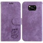 For Xiaomi Poco X3 NFC / X3 Pro Little Tiger Embossed Leather Phone Case(Purple)