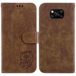 For Xiaomi Poco X3 NFC / X3 Pro Little Tiger Embossed Leather Phone Case(Brown)