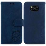 For Xiaomi Poco X3 NFC / X3 Pro Little Tiger Embossed Leather Phone Case(Dark Blue)