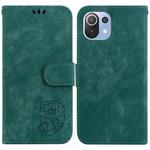 For Xiaomi Mi 11 Lite 4G/5G Little Tiger Embossed Leather Phone Case(Green)
