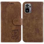 For Redmi Note 10 4G / Note 10S Little Tiger Embossed Leather Phone Case(Brown)