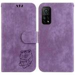 For Xiaomi Mi 10T Pro 5G / Mi 10T 5G Little Tiger Embossed Leather Phone Case(Purple)