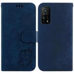 For Xiaomi Mi 10T Pro 5G / Mi 10T 5G Little Tiger Embossed Leather Phone Case(Dark Blue)