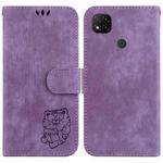 For Xiaomi Redmi 9C Little Tiger Embossed Leather Phone Case(Purple)