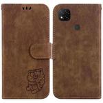 For Xiaomi Redmi 9C Little Tiger Embossed Leather Phone Case(Brown)