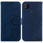 For Xiaomi Redmi 9C Little Tiger Embossed Leather Phone Case(Dark Blue)