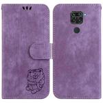 For Xiaomi Redmi Note 9 / 10X 4G Little Tiger Embossed Leather Phone Case(Purple)