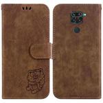 For Xiaomi Redmi Note 9 / 10X 4G Little Tiger Embossed Leather Phone Case(Brown)