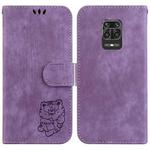 For Redmi Note 9 Pro / 9 Pro Max Little Tiger Embossed Leather Phone Case(Purple)