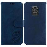 For Redmi Note 9 Pro / 9 Pro Max Little Tiger Embossed Leather Phone Case(Dark Blue)
