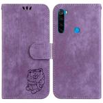 For Xiaomi Redmi Note 8T Little Tiger Embossed Leather Phone Case(Purple)