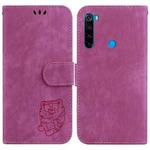 For Xiaomi Redmi Note 8T Little Tiger Embossed Leather Phone Case(Rose Red)