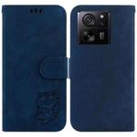 For Xiaomi 13T / 13T Pro / Redmi K60 Ultra Little Tiger Embossed Leather Phone Case(Dark Blue)