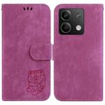 For Xiaomi Redmi Note 13 5G Little Tiger Embossed Leather Phone Case(Rose Red)