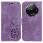 For Xiaomi Redmi A3 Little Tiger Embossed Leather Phone Case(Purple)