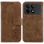 For Xiaomi Redmi K70E / Poco X6 Pro Little Tiger Embossed Leather Phone Case(Brown)