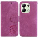 For Xiaomi Redmi Note 13 4G Global Little Tiger Embossed Leather Phone Case(Rose Red)