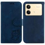 For Xiaomi Redmi Note 13R Pro Little Tiger Embossed Leather Phone Case(Dark Blue)