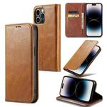 For iPhone 15 Pro Max Fierre Shann Vintage Bark Texture Wallet Leather Phone Case(Khaki)