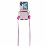 For OPPO Find N2 Flip Morandi Leather Texture Phone Case With Lanyard(Pink)