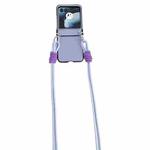 For Motorola Razr 40 Ultra Morandi Leather Texture Phone Case With Lanyard(Blue)