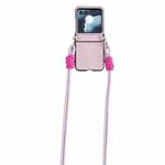 For Motorola Razr 50 Morandi Leather Texture Phone Case With Lanyard(Pink)