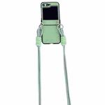 For Samsung Galaxy Z Flip5 Morandi Leather Texture Phone Case With Lanyard(Green)