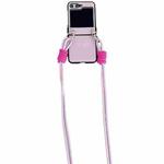 For Samsung Galaxy Z Flip5 Morandi Leather Texture Phone Case With Lanyard(Pink)