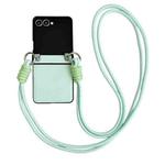 For Samsung Galaxy Z Flip7 5G Morandi Leather Texture Phone Case With Lanyard(Green)