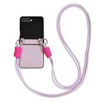 For Samsung Galaxy Z Flip7 5G Morandi Leather Texture Phone Case With Lanyard(Pink)