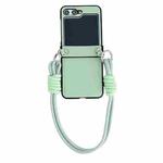 For Samsung Galaxy Z Flip5 Morandi Leather Texture Phone Case With Strap(Green)