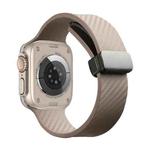 For Apple Watch 8 41mm Carbon Fiber Pattern Magnetic Buckle Silicone Watch Band(Apricot Color)