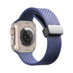 For Apple Watch SE 2022 40mm Carbon Fiber Pattern Magnetic Buckle Silicone Watch Band(Royal Blue)
