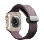 For Apple Watch SE 2022 44mm Carbon Fiber Pattern Magnetic Buckle Silicone Watch Band(Purple)