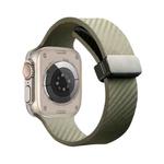For Apple Watch 7 45mm Carbon Fiber Pattern Magnetic Buckle Silicone Watch Band(Green)