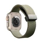 For Apple Watch 9 45mm Carbon Fiber Pattern Magnetic Buckle Silicone Watch Band(Green)