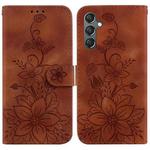 For Samsung Galaxy S23 FE 5G Lily Embossed Leather Phone Case(Brown)