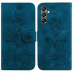 For Samsung Galaxy S23 FE 5G Lily Embossed Leather Phone Case(Dark Blue)