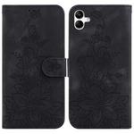 For Samsung Galaxy A04e / F04 / M04 Lily Embossed Leather Phone Case(Black)