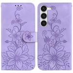 For Samsung Galaxy S23+ 5G Lily Embossed Leather Phone Case(Purple)