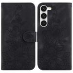 For Samsung Galaxy S23+ 5G Lily Embossed Leather Phone Case(Black)