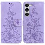 For Samsung Galaxy S23 5G Lily Embossed Leather Phone Case(Purple)