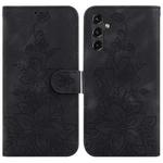For Samsung Galaxy A14 5G Lily Embossed Leather Phone Case(Black)
