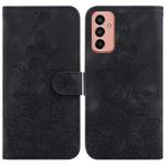 For Samsung Galaxy M13 4G Lily Embossed Leather Phone Case(Black)