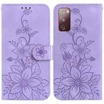 For Samsung Galaxy S20 FE 4G / 5G Lily Embossed Leather Phone Case(Purple)