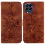 For Samsung Galaxy M53 5G Lily Embossed Leather Phone Case(Brown)